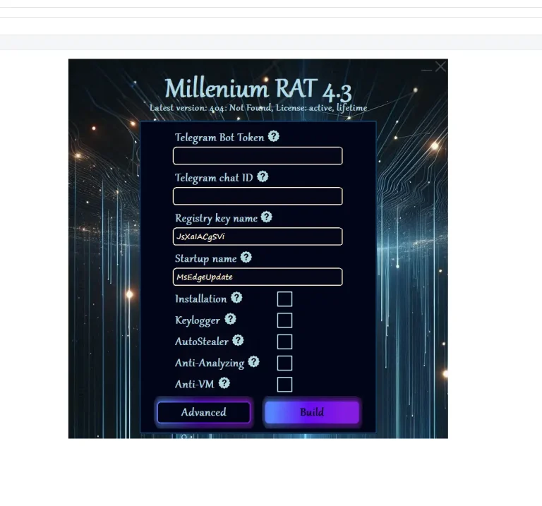 Millenium RAT V4.3 lifetime licence